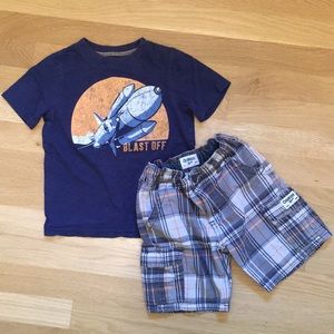 Short set: t-shirt & plaid shorts. Toddler boys 4t